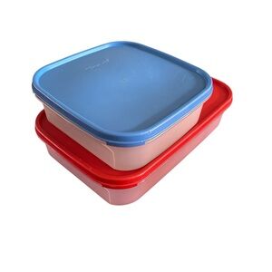 Lot Vintage Tupperware Modular Mates Blue Lid 1623 Red Lid 1610 1608 1619